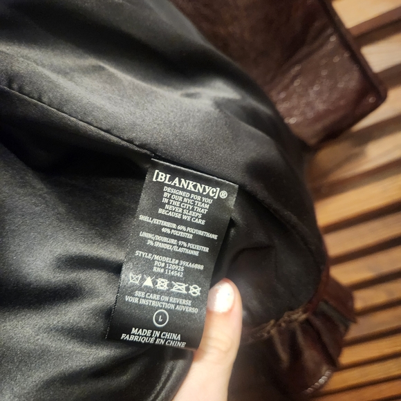 Blank NYC Shiny Dark Brown Cropped Biker Jacket - Picture 4 of 5